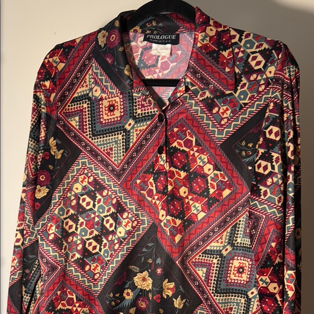 Vintage Floral Geometric Top
